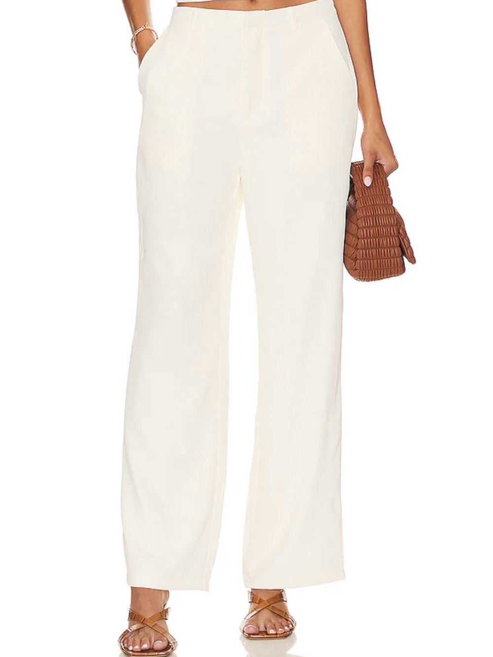 NWT Revolve/SNDYS Ivory Wide-Leg High-Rise Pants